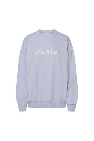 Henderson Hanorac supradimensionat pentru femei, croială croi relaxat, guler rotund, text brodat, 100% bumbac | Nicte