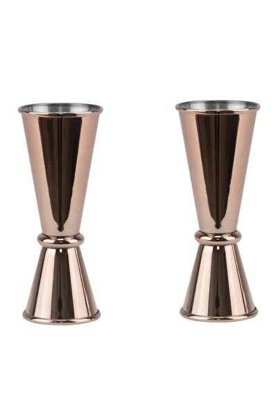 Raki Set of 2 stainless steel alcohol measures for bar 15/30ml, copper look
