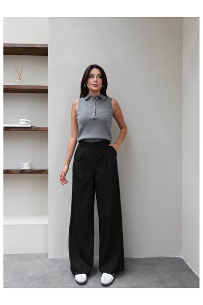 ESRAHELVACI Pleat Detail Palazzo Trousers