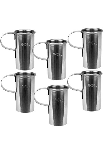 Raki Set of 6 stainless steel alcohol measuring cups 200ml with handle