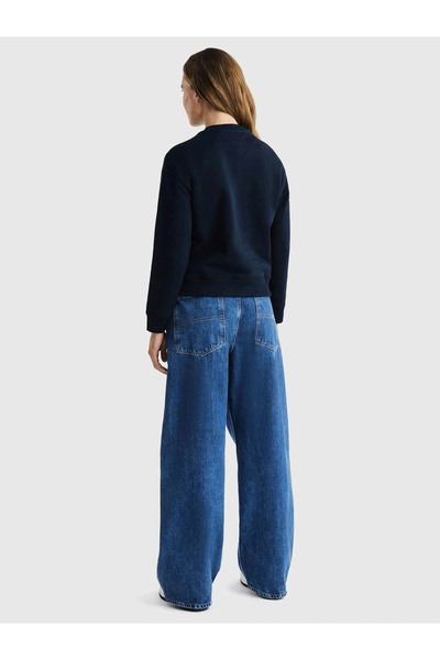 Tommy Hilfiger Tjw Emblem Box Cut Crew Neck Women's Blue Sweater Dw0Dw17325C1G