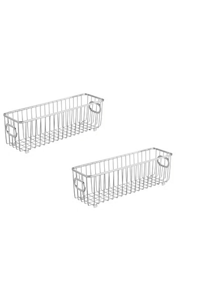 MDesign mDesign Storage Basket Set of 2, 37.1 x 10.4 x 11.7 cm, Metal, Silver