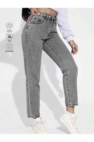 SHEVEGA Women's Black Snow High Waist Mom Jeans Pants