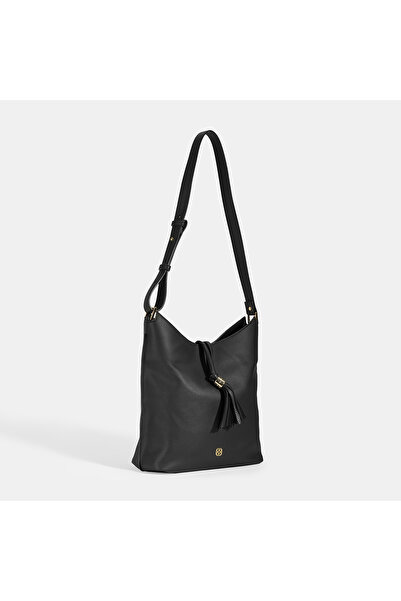 Desa Geantă de umăr neagră cu ciucuri pentru femei