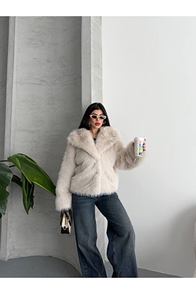 Bella Breeze Jachetă elegantă pentru femei, cu aspect de blană, cu textura moale