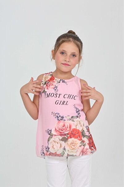 Toontoy Girl's Tank Top Most Chic Girl Printed