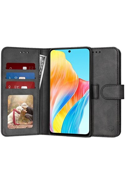 Fils Husă de protecție pentru Oppo A98 5G, jurnal, D55, piele, negru intens î...