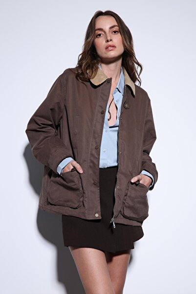 Antioch Light Brown Contrast Collar Women's Jacket