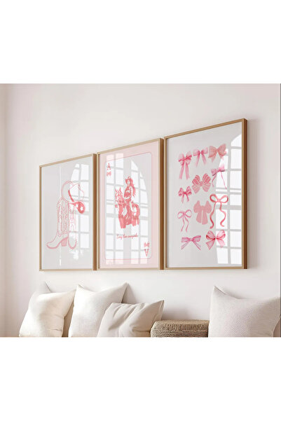 PAM STUDIO Cowgirl Western Tarz Poster Seti – 3’lü Modern Duvar Dekoru