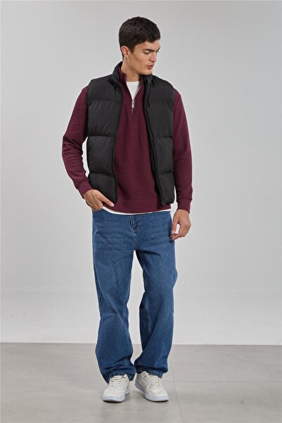 BARRELS AND OIL Erkek Dik Yaka Şişme Yelek - Siyah