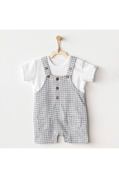 XO Kids Andywawa Ac25804 Jumpsuit Set Little King Salopet Suit Gray
