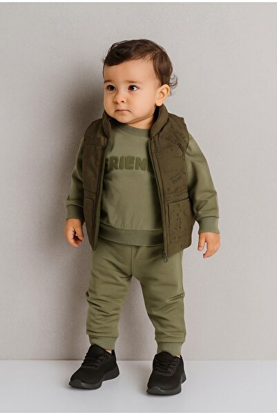 HUNNY BABY Baby Boy-Child Printed Badi Bottom Tracksuit with Zipper Closure Pocket and Inflatable Vest Triple Set