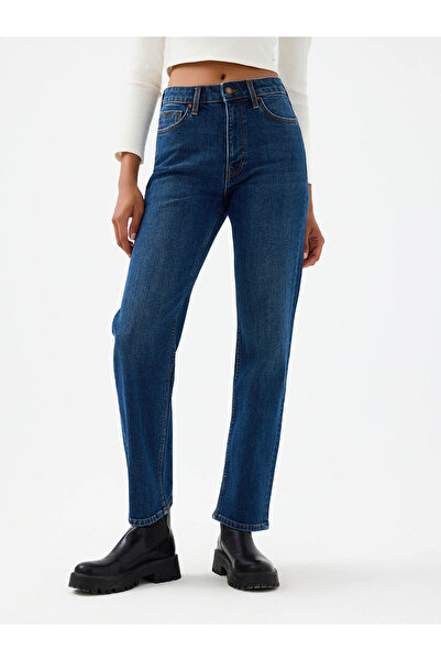 Loft Comfort Straight Comfort Fit Navy Blue Women's Jean Pants Lf2037063