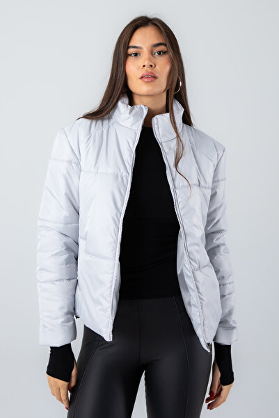 Space Fashion Women's Gray Short Puffer Jacket