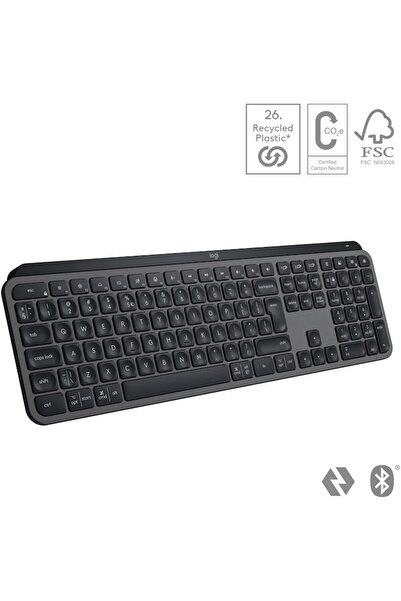 logitech Tastatură wireless MX Keys S, iluminare din spate, 2,4 GHz și Bluetooth, USB-C, aspect internațional SUA, grafit
