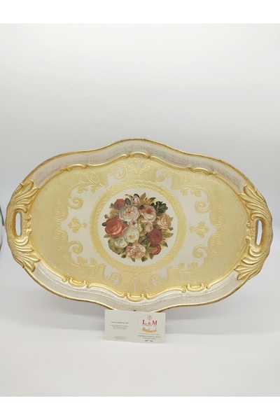 L&M FLORENCE ART L&M Italian Lyra Ivory Wooden Tray