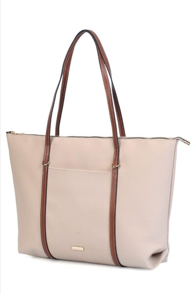 KOÇAK ÇANTA Women's Buzzy Fabric Striped Detail Handbag and Shoulder Bag