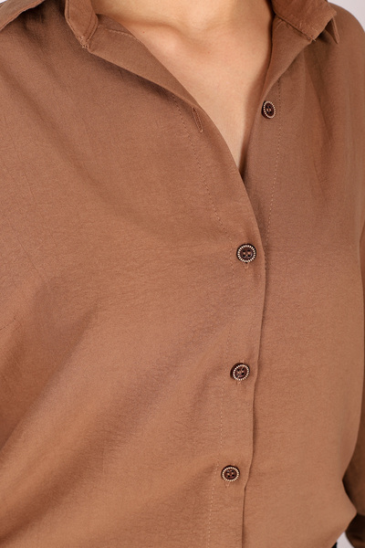 armonika Kadın Açık Kahve Uzun Kollu Düz Gömlek ARM-18Y001176