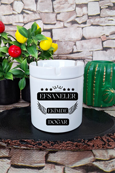 giftkonsept Crown and Star Patterned Legends Are Born in October Printed Gift Ceramic Lid Unscented Ashtray