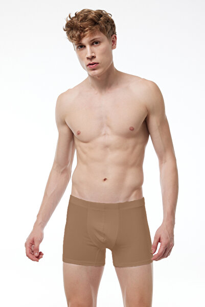 Malabadi Invisible Boxer Men's Cappuccino Lycra Modal Underwear Non-Show Boxer 058