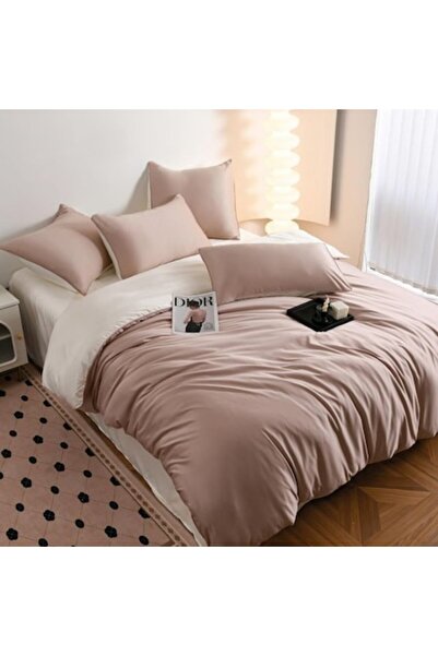 Casa de Vis Set lenjerie de pat dublu, 6 piese, satin, 240 x 245 cm, uni,