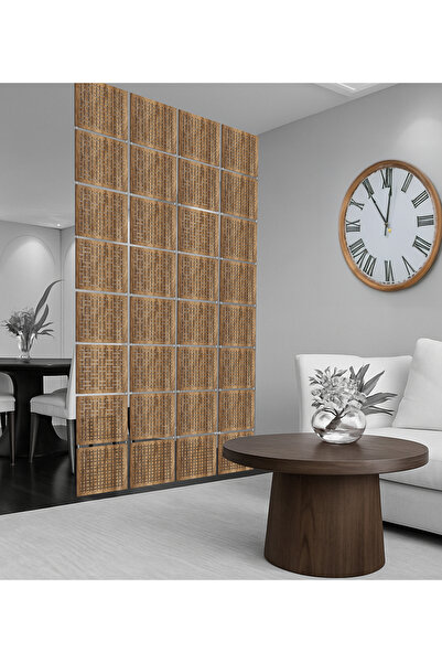 WOODDOOM Çizgiler Üstte Lazer Kesim Paravan, Ahşap Seperatör, Panel Levha Set...