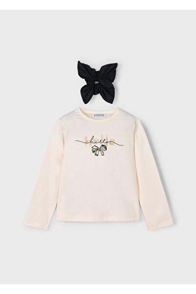 MAYORAL Комплект за момичета с фиба за коса и суитшърт, бежов