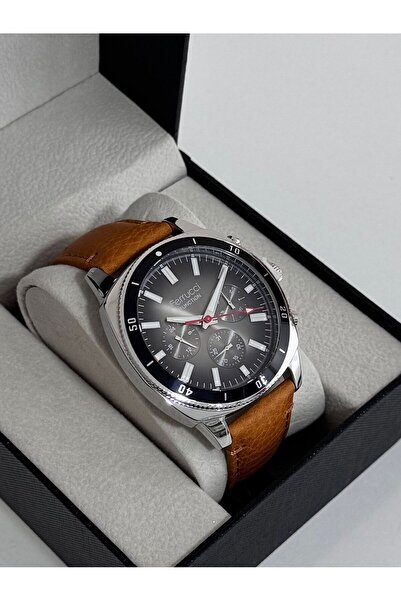 Ferrucci ERKEK KOL SAATİ ÇELİK KASA DAYANIKLI DERİ KORDON 30 METRE SUYA DAYANIKLI