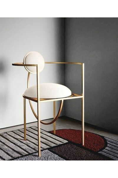 SCY Lara Modern Sandalye Rahat Metal Detaylı Oturma Sandalyesi Tekli Berjer