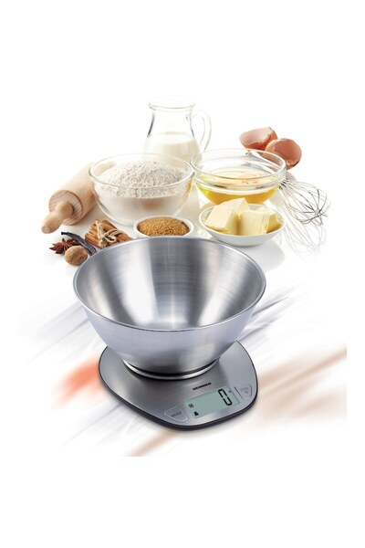 Heinner Cântar de bucătărie cu bol HKS-5SS, bol de 5 kg, oțel inoxidabil complet, funcție de tară, cântărire lichide
