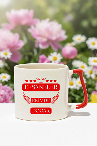 giftkonsept Crown and Star Patterned Legends Are Born in October Printed Birthday Gift Colorful Mug with Handle