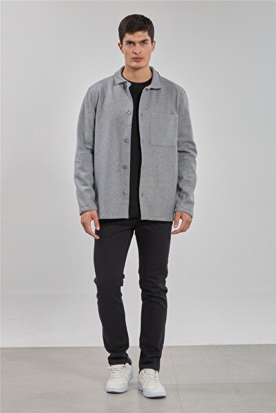 BARRELS AND OIL Men's Garni Detail Single Pocket Jacket - Gray