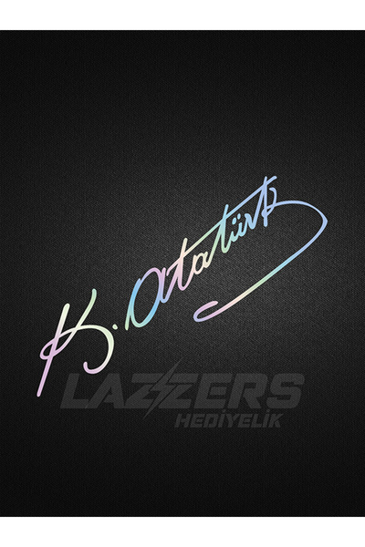 LAZZERS HEDİYELİK توقيع أتاتورك بالألوان المجسمة مقاس 25 سم - ملصق رقائق للزجاج الخلفي للسيارة