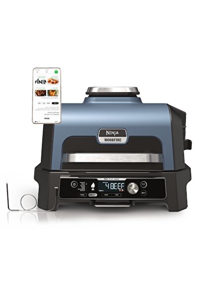NINJA Grătar electric cu afumătoare Woodfire Pro Connect XL OG901, 1700W, alb...