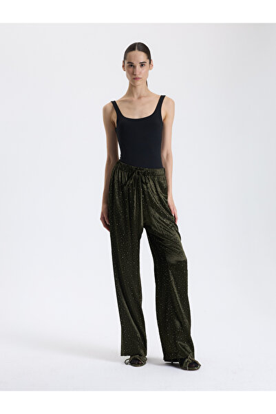 BAQA Khaki Glitter Palazzo Pants