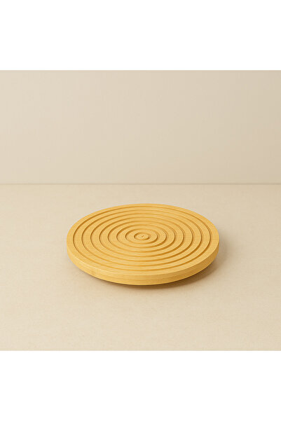 ERKUGO Bamboo Decorative Round Presentation Plate, 360 Degree Rotatable Serving Plate, (28 X 28 cm)