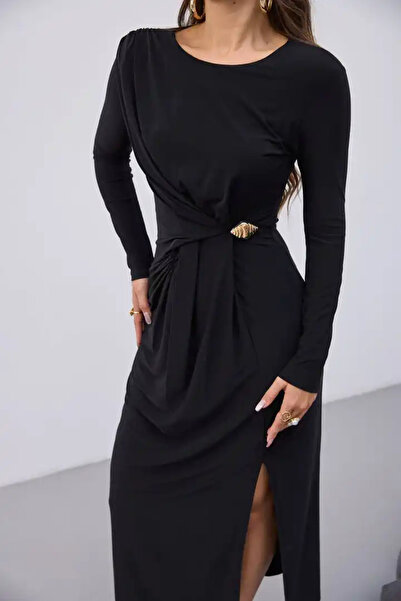 cemo Dress with Waist Tie Buckle