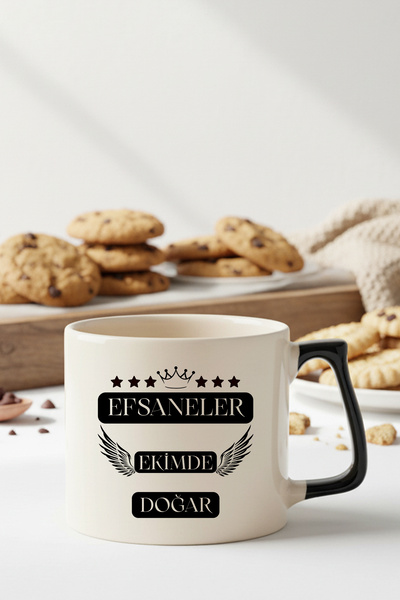 giftkonsept Crown and Star Patterned Legends Are Born in October Printed Birthday Gift Colorful Mug with Handle