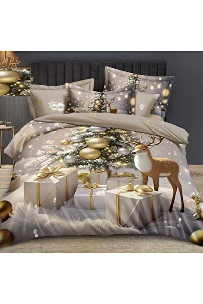 Casa de Vis Set lenjerie de pat dublu, 6 piese, bumbac satinat, 220 x 230 cm
