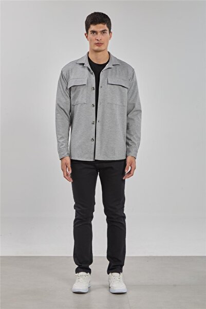 BARRELS AND OIL Men's Double Pocket Shirt - Gray