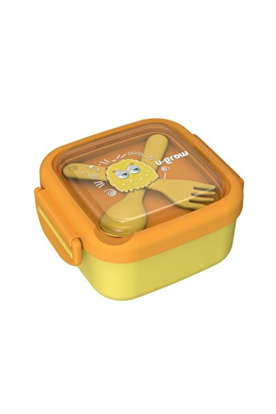 U-Grow Caserola 2 in 1 cu lingurita si furculita pentru copii U-Grow, galben