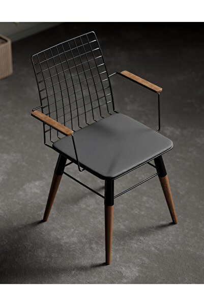 KIYMIK HOME Nehir Ahşap Kollu Modern Sandalye – %100 Gerçek Ağaç