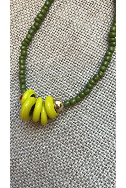 Bukibaa Haki Kum Boncuk Yağ Yeşili Cam Halka Kolye