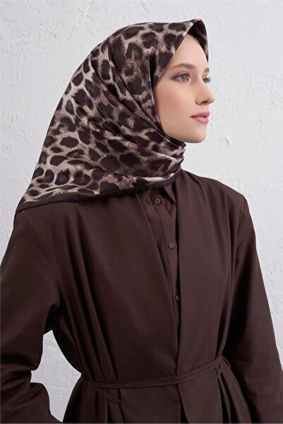 Armine Tivil Pure Silk Scarf 9425 - 53 Σκούρο καφέ Μικτό σχέδιο