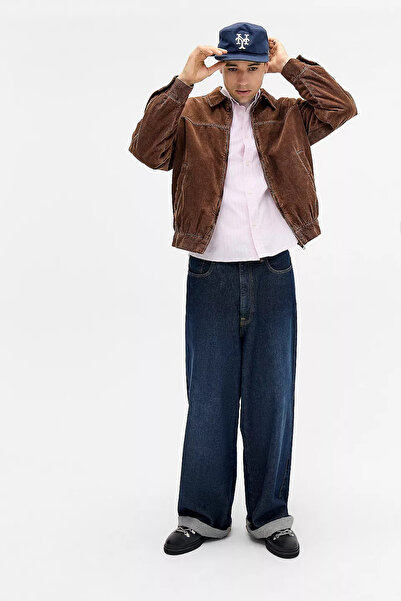 Mokşa Горчиво кафяво кадифено бомбър яке, унисекс, прекалено голямо, сезонно палто