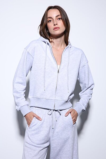 Antioch Gray Melange Hooded Women's Sweatshirt