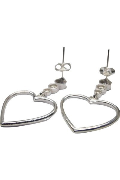 Jolie Silver Cercei din argint 925 cu contur de inimă și trei pietre