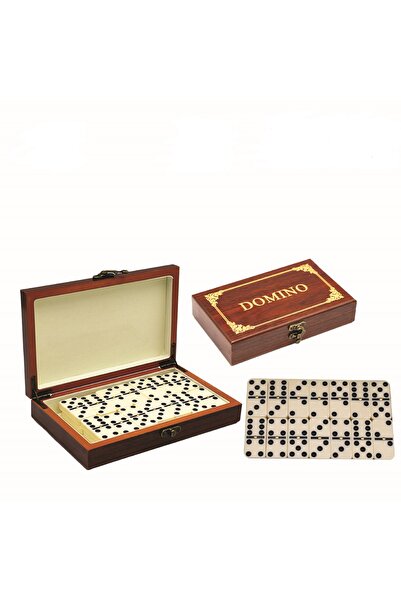 Generic Complete classic domino game in a deluxe padded wooden box with metal closure.