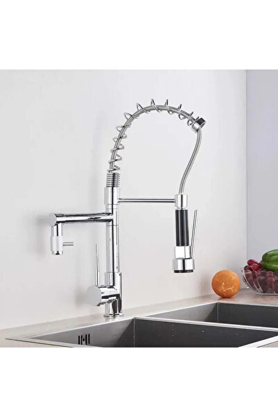 Alessandro DESIGN Baterie Bucatarie cu Dus Extractibil, Inox si Alama Crom, Y...