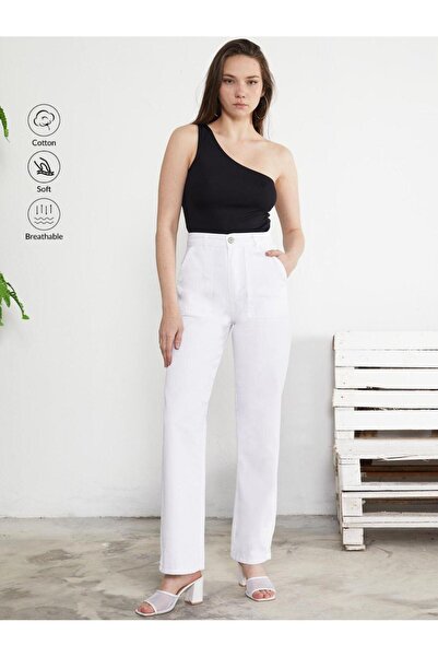 SHEVEGA ЖІНОЧА БІЛА СТОРОННЯ СУМКА КИШЕНЯ БОЙФРЕНД ШИРОКІ ШТАНИ